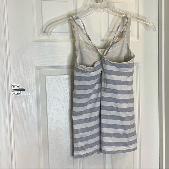 Lululemon  Free To Be Tank Micro Macro Polar Cream Silver Slate Stripes Size 8 - Picture 4 of 8